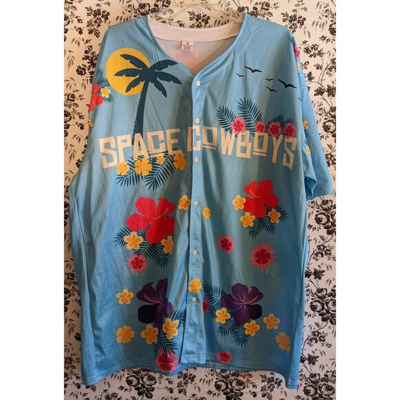NWT Sugar Land Space Cowboys MILB Promo '22 Hawaiian Jersey Button Down Shirt XL - Picture 2 of 8